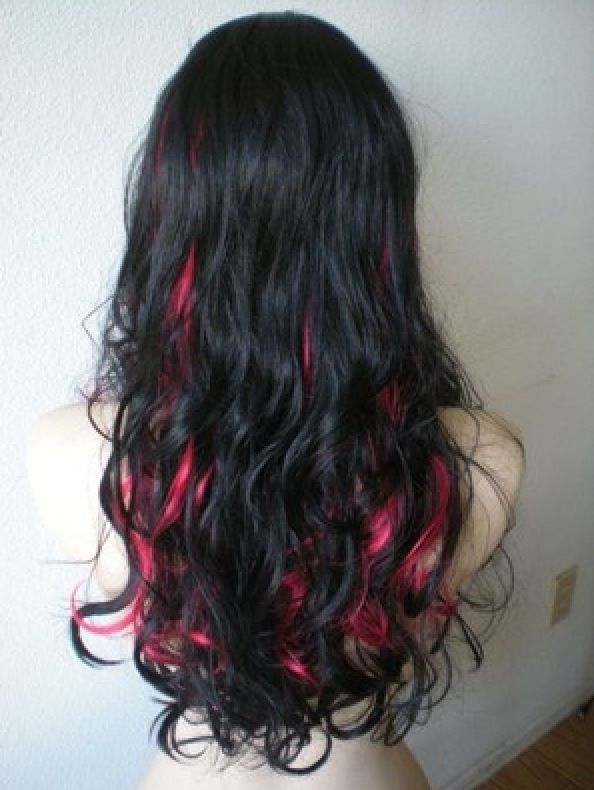 Black Hair With Pink Underneath