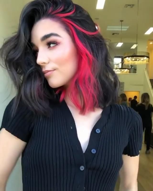 Black Hair With Red Underlayer Black Hair With Red Underlayer