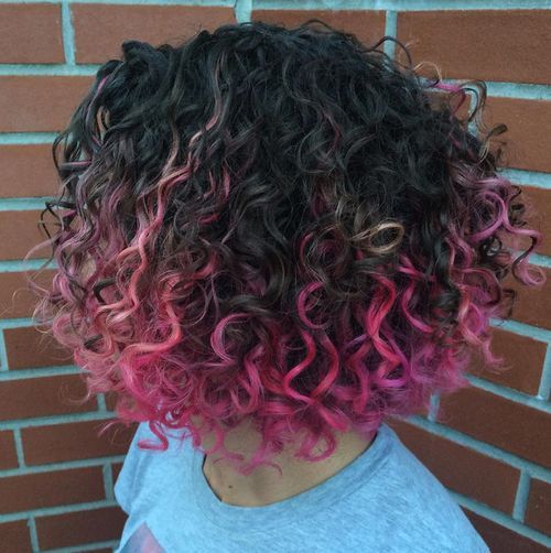 Curly Hair Dyed Pink