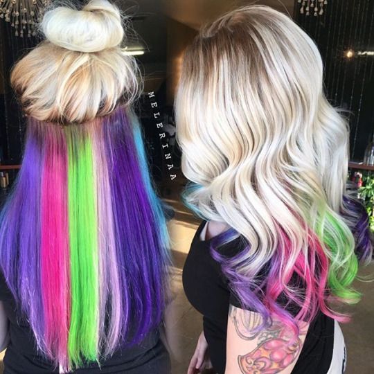 Rainbow Hair Underneath Blonde