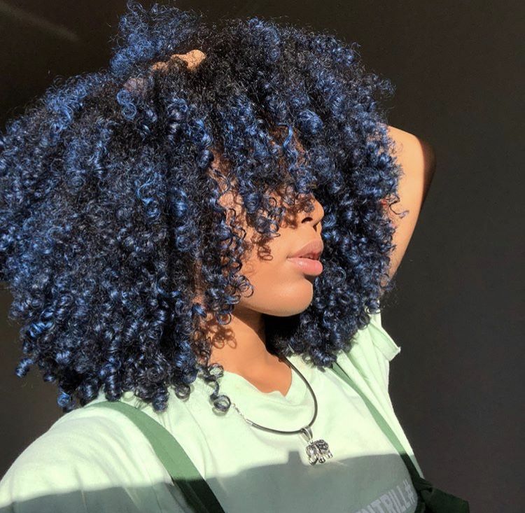 Short Curly Hair With Blue Highlights